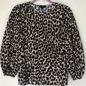 J Crew Ruffle Sleeve Leopard Blouse-XXS